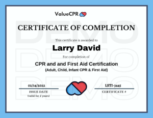 CPR Certification Demo Certificate